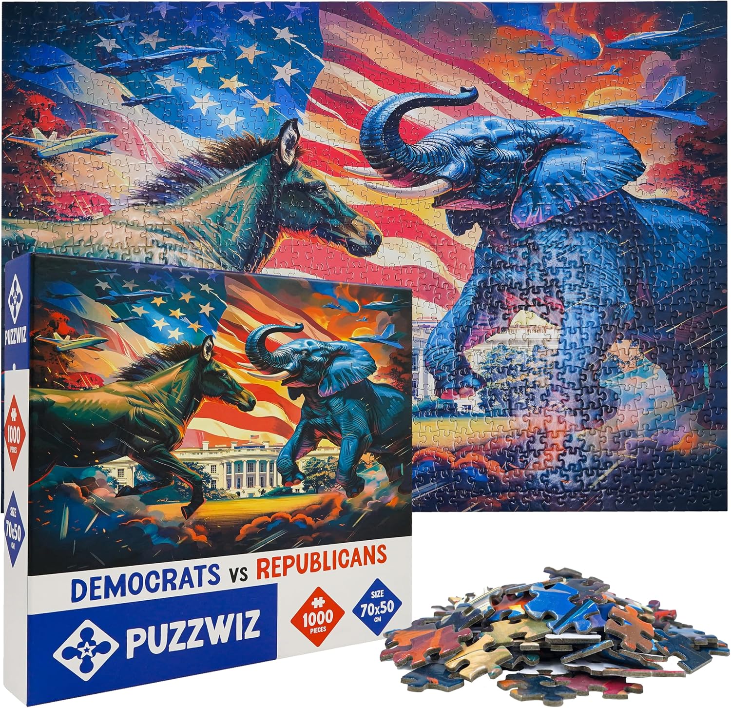 Jigsaw Puzzles 1000 Pieces – Democrat vs Republican 1000 Piece Puzzle Jigsaw – Imrpove Mood & Memory, Mind Boosting & Manipulative Play Toy Puzzles & Puzzles for Adults 1000 Pieces
