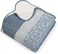 Vista 4 de Modern Heirloom Colcha acolchada bordada floral azul - Ropa de cama ligera transpirable para todas las estaciones, tamaño matrimonial