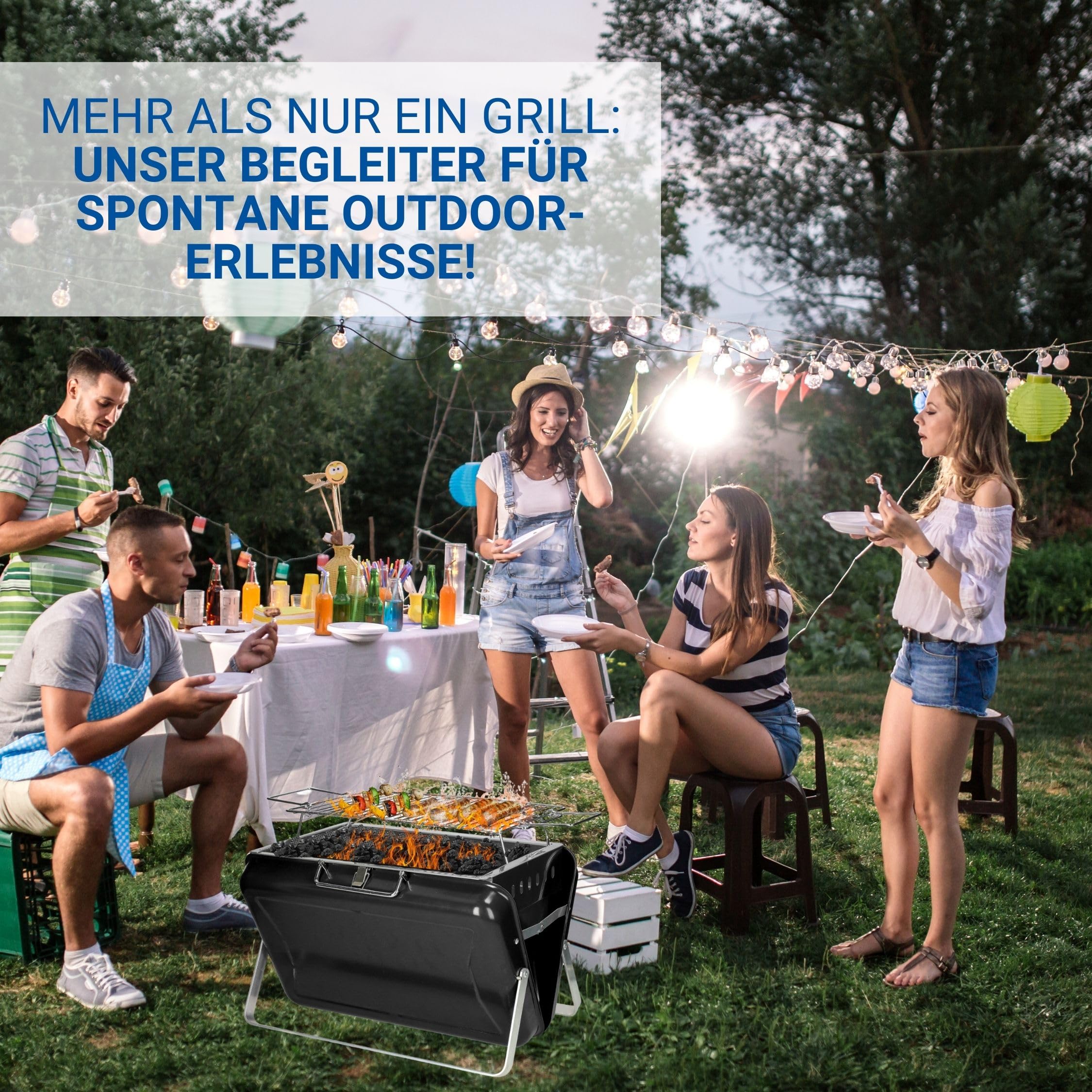 Przenośny grill na węgiel drzewny "Portable" z uchwytem do noszenia w podróży, kolor czarny