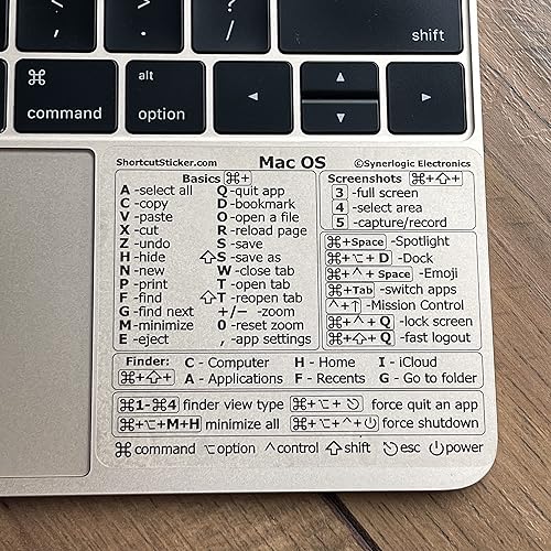 Miniatura 7 de SYNERLOGIC Adhesivo de acceso directo para teclado de referencia para Mac OS (universal para Mac), vinilo laminado sin residuos, para cualquier