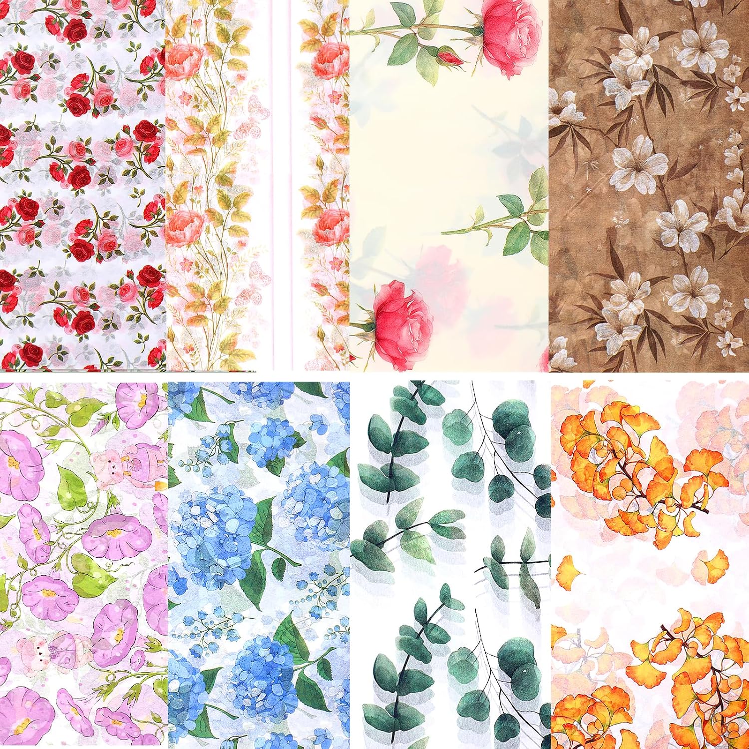 Honoson 90 Sheets Floral Tissue Paper Printed Flower DIY Art Craft Wrapping Paper for Gift Bags Bulk for Wedding Bridal Shower Birthday Party Favor Supplies Decoration, 19.7 x 13.8 Inch(Vivid)