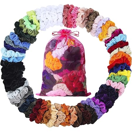 ADRIONE Scrunchies for Women 60 Pack, Hair Scrunchies for Girls Hair Scrunchies for Women's Hair Velvet Scrunchies for Thick Hair Scrunchie Bulk Velvet Scrunchies for Women Velvet Hair Scrunchy