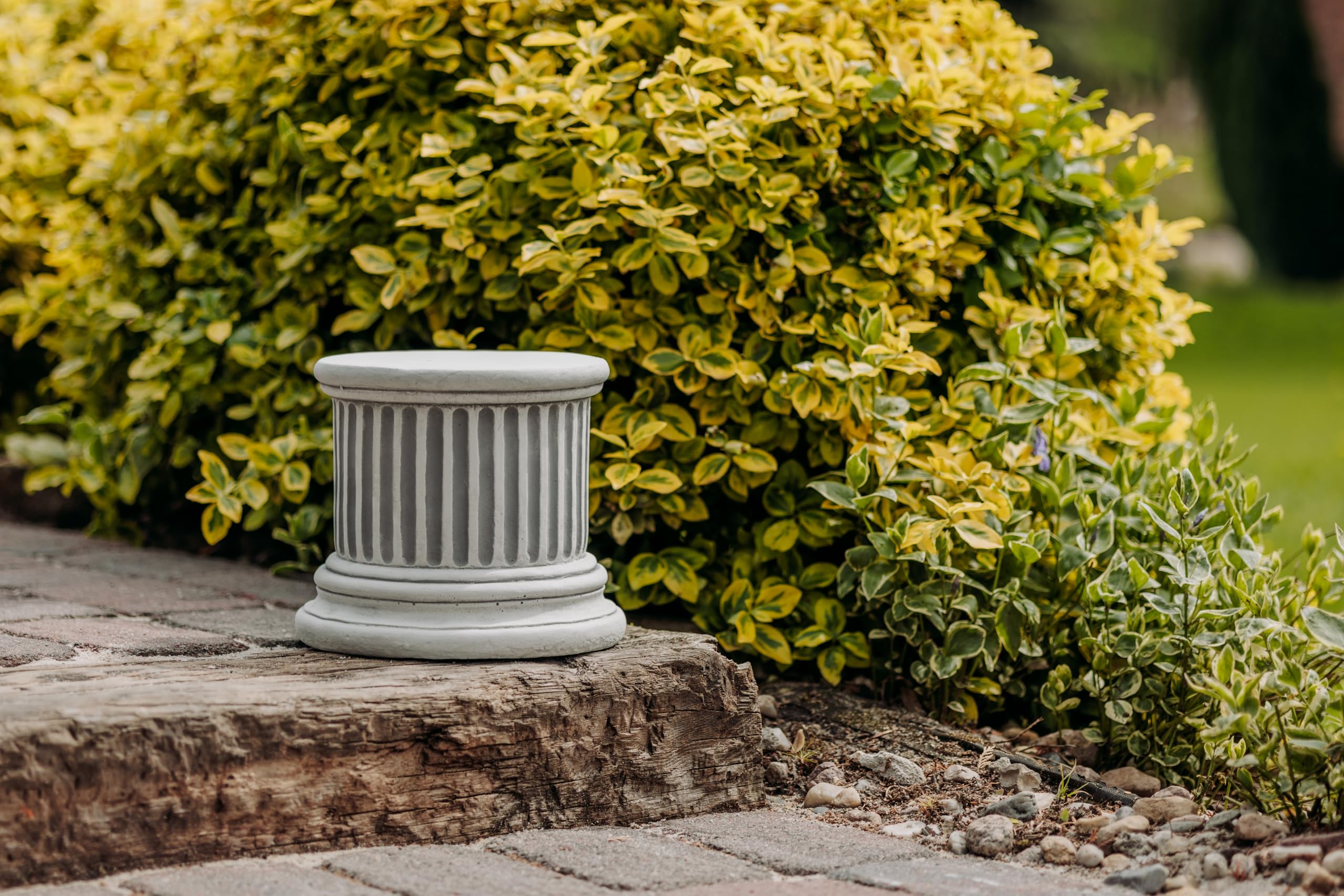 gartendekoparadies.de Colonne de Socle à Base Solide, Hauteur 23 cm, Ø 26 cm, Ø au-Dessus de 22 cm, Gris, Poids 17 kg, en Pierre moulée résistante au Gel
