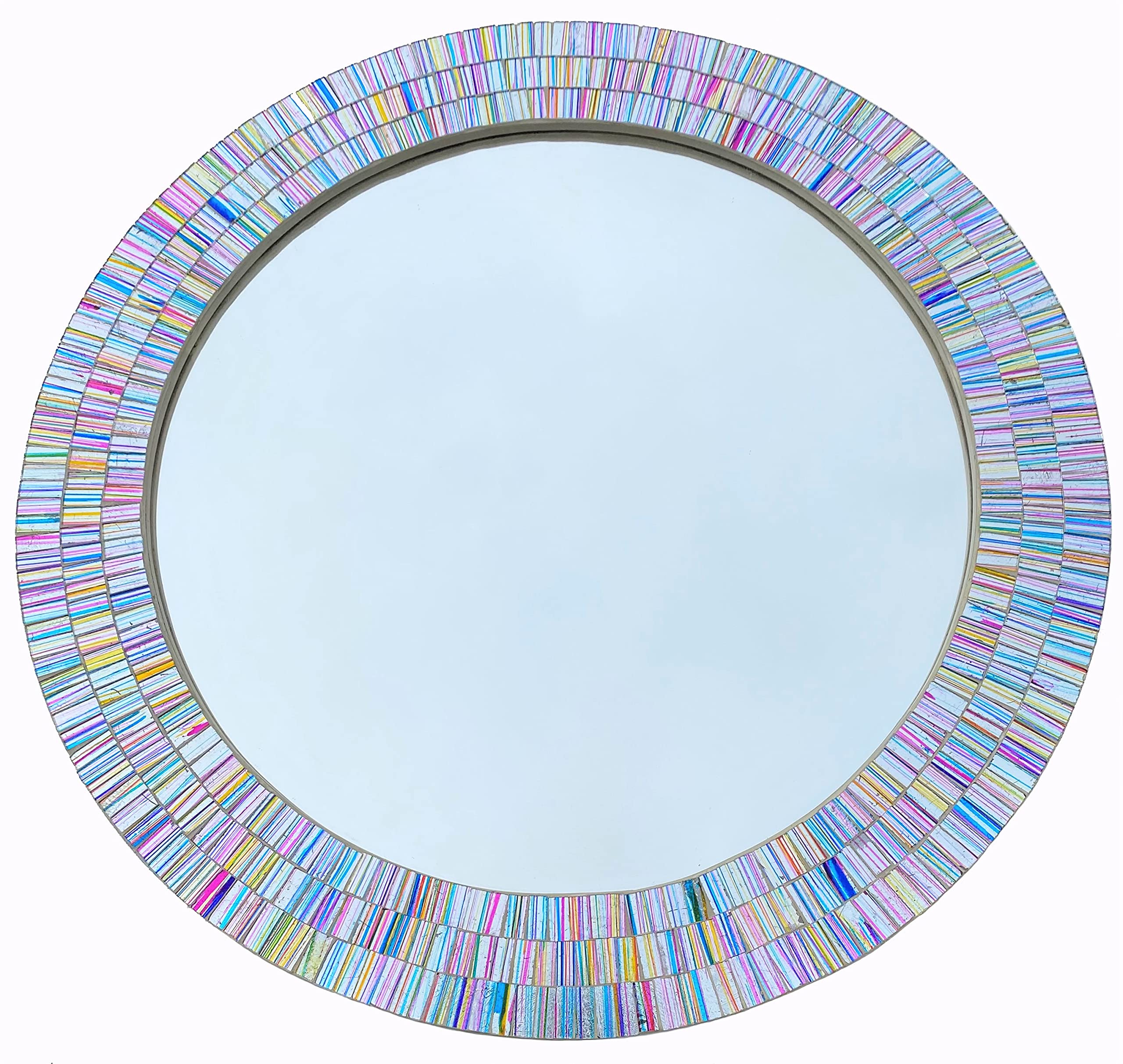 Harrow Decor Mosaic Mirror In Rainbow Colours Wm-022B, Dia 24''