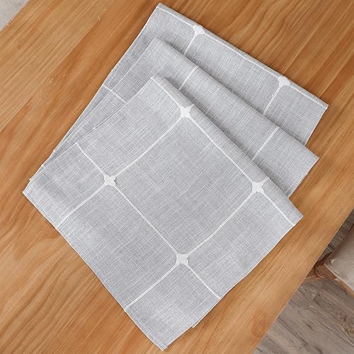 Miniatura 6 de Camino de mesa de lino bordado rústico a cuadros, camino de mesa rectangular a cuadros para comedor, tocador, café, fiesta, decoración de mesa de