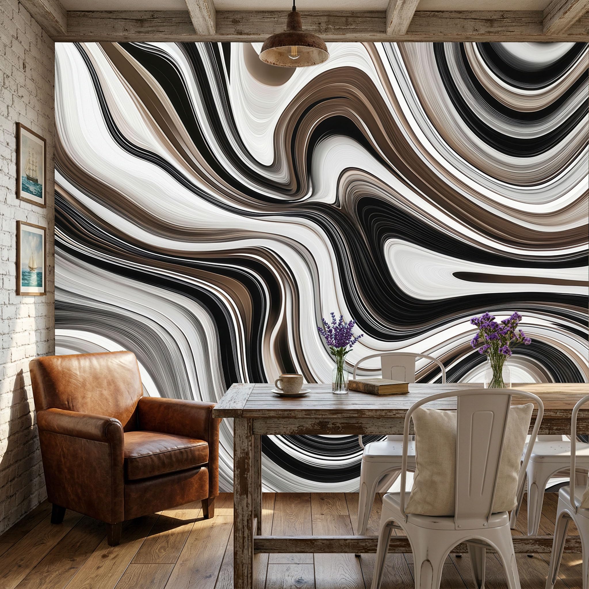 Papier peint mural 3D abstrait moderne ondulé et luxueux