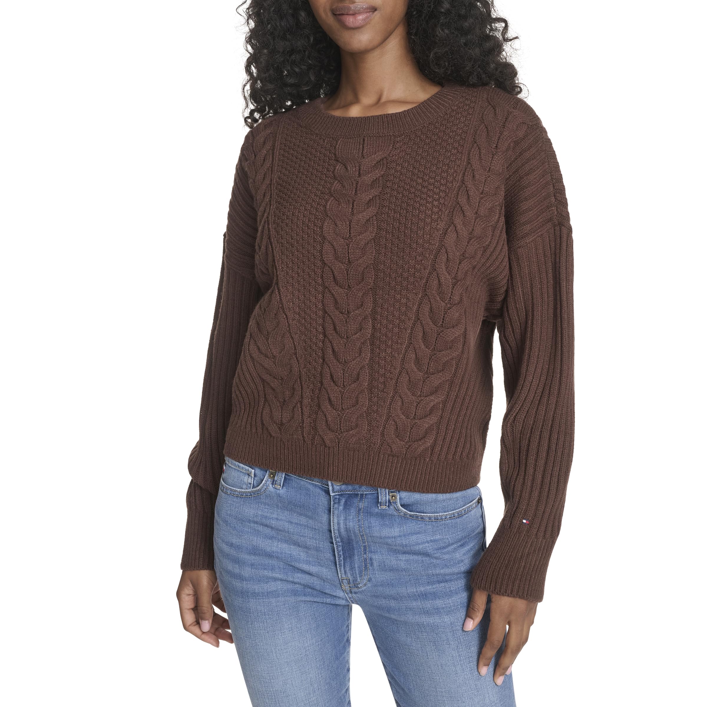 Tommy Hilfiger Women's Chicory Solid Crewneck Casual Sweater, Xl