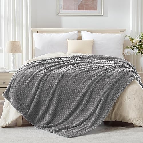 EXQ Home  Manta de vellón de jacquard, tamaño queen, decorativa, diseño de caparazón de tortuga 3D, suave y ligera, para sofá o cama, para todas las