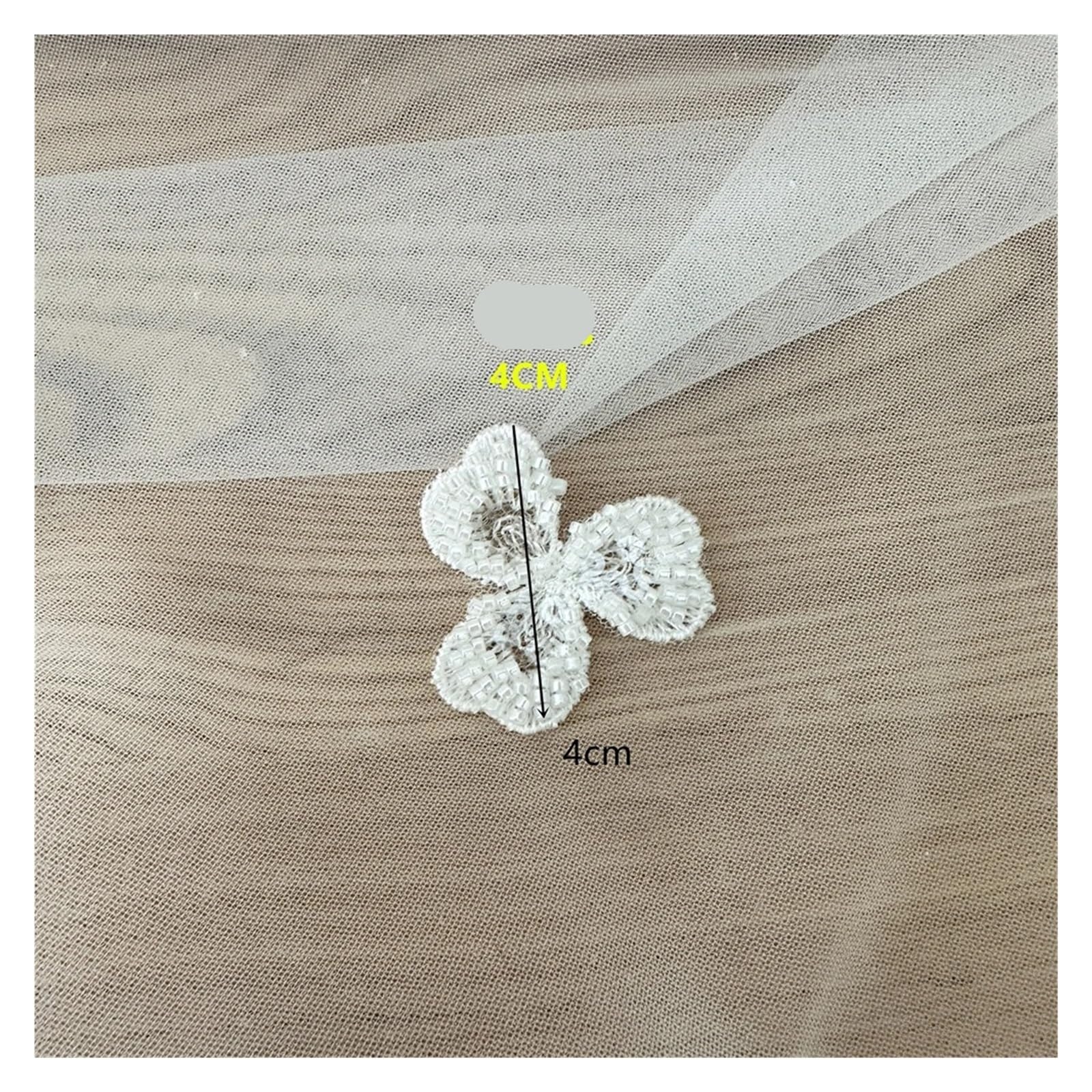Flicken Zum AufbüGeln 30 Stück Organza-Stickerei, elfenbeinfarben, applizierte Schleier-Spitze, Blumen-Patches mit Perlen, Perlenstickerei, Spitze for Nähen auf dem Kleid für Hüte