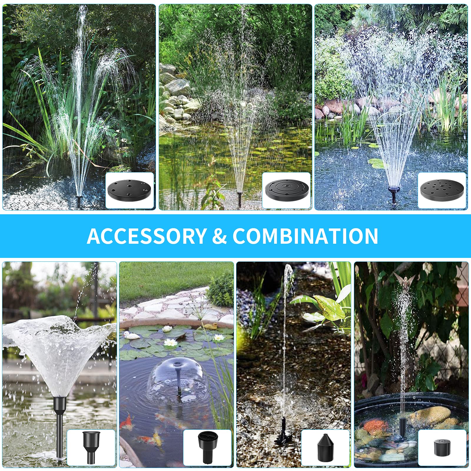 Buy Solar Fountain Pump Outdoor, 15W Solar Water Pump with 360GPH Flow Powered Pump Adjustable