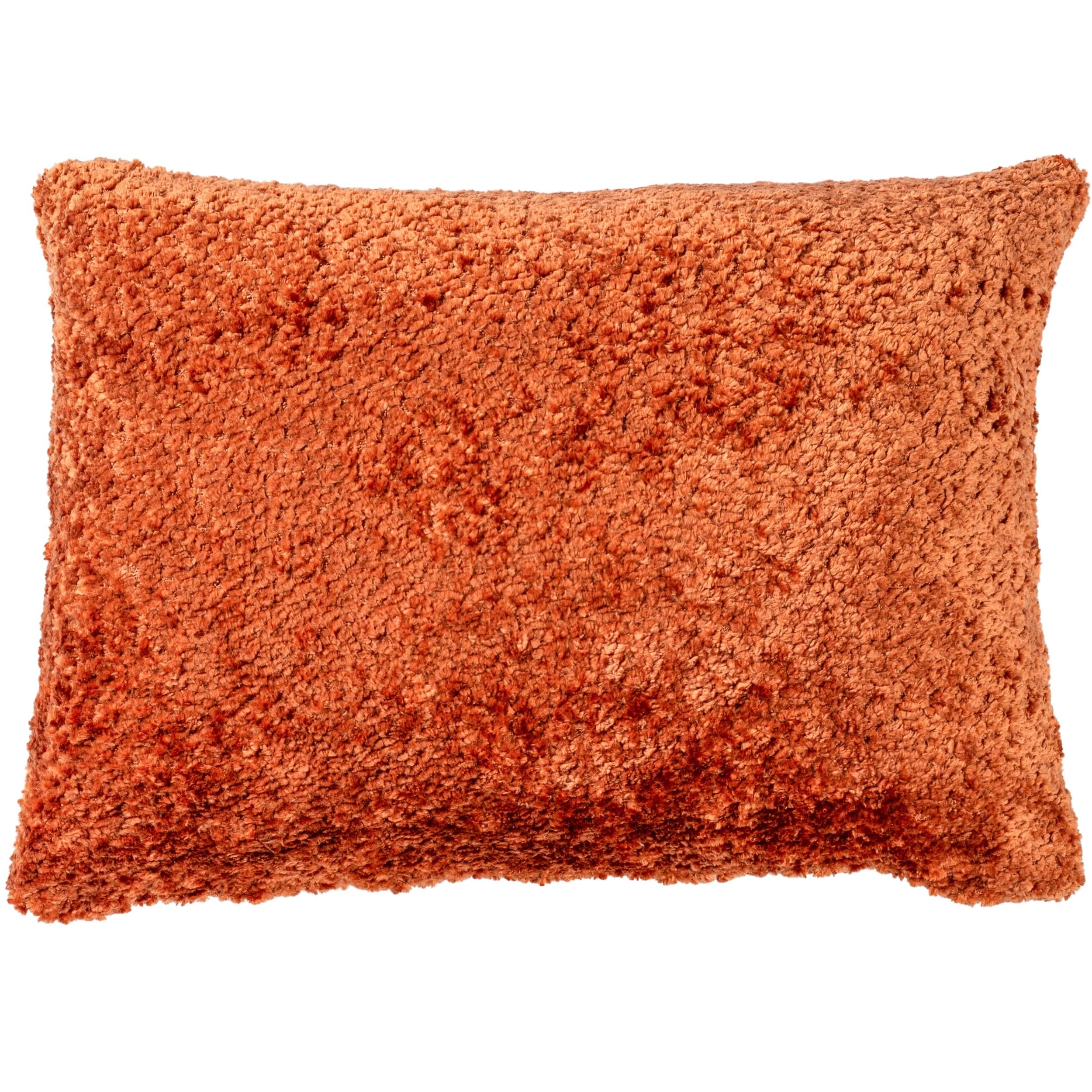 Linen Loft Orange Cuddle Chenille Boucle Boudoir Cushion In Burnt Luxury And Soft To The Touch Textured Fabric. 17X12 Rectangle Cushion Cover