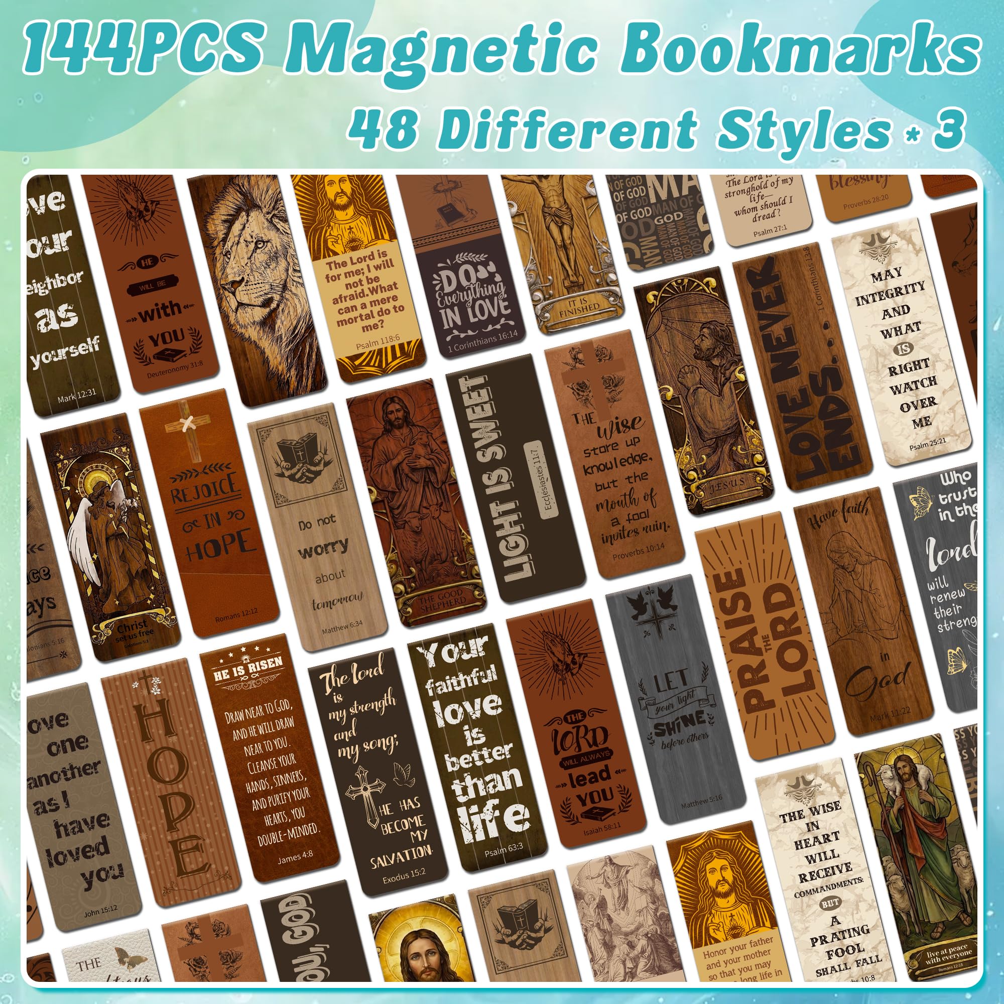Lot de 144 marque-pages magnétiques en forme de Bible, marque-pages chrétiens en vrac pour la lecture de femmes, hommes, adultes, enfants, amateurs de livres, jolis marque-pages religieux