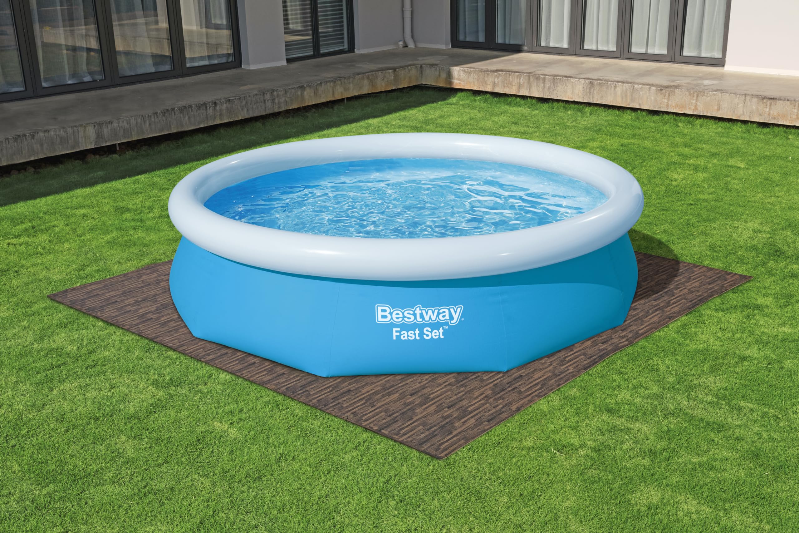 Bestway Tapis de Sol Effet Bois pour Piscine et Spa, 12 pièces, 50 x 50 cm, 3m² de Surface Couverte