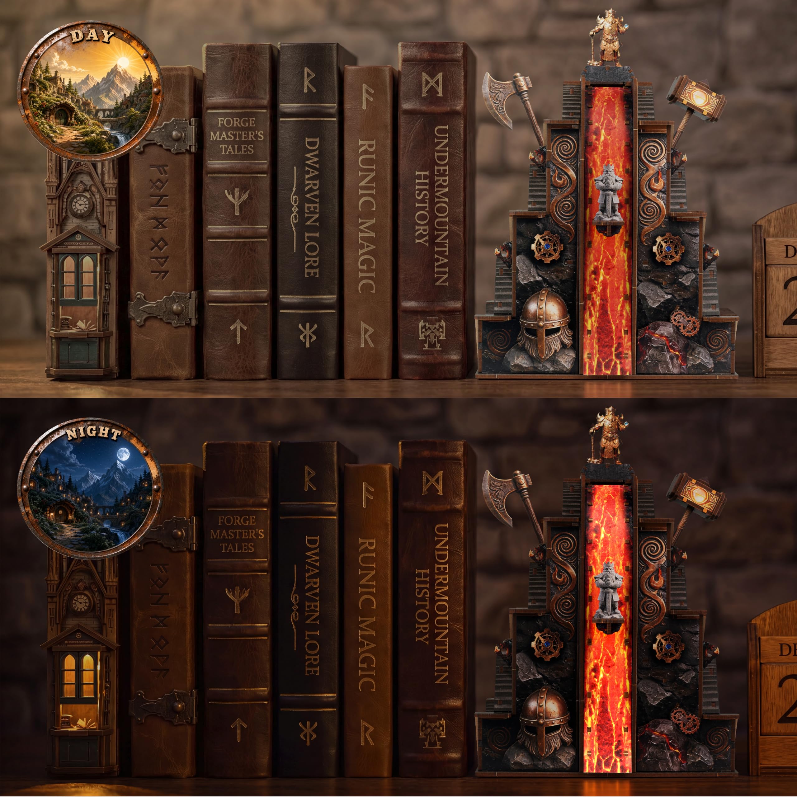 Ironpeak Forgeworks - Kit fai da te in miniatura per adulti, adolescenti, casa delle bambole, libreria, inserto decorativo con luce LED, puzzle in legno 3D per familiari e amici