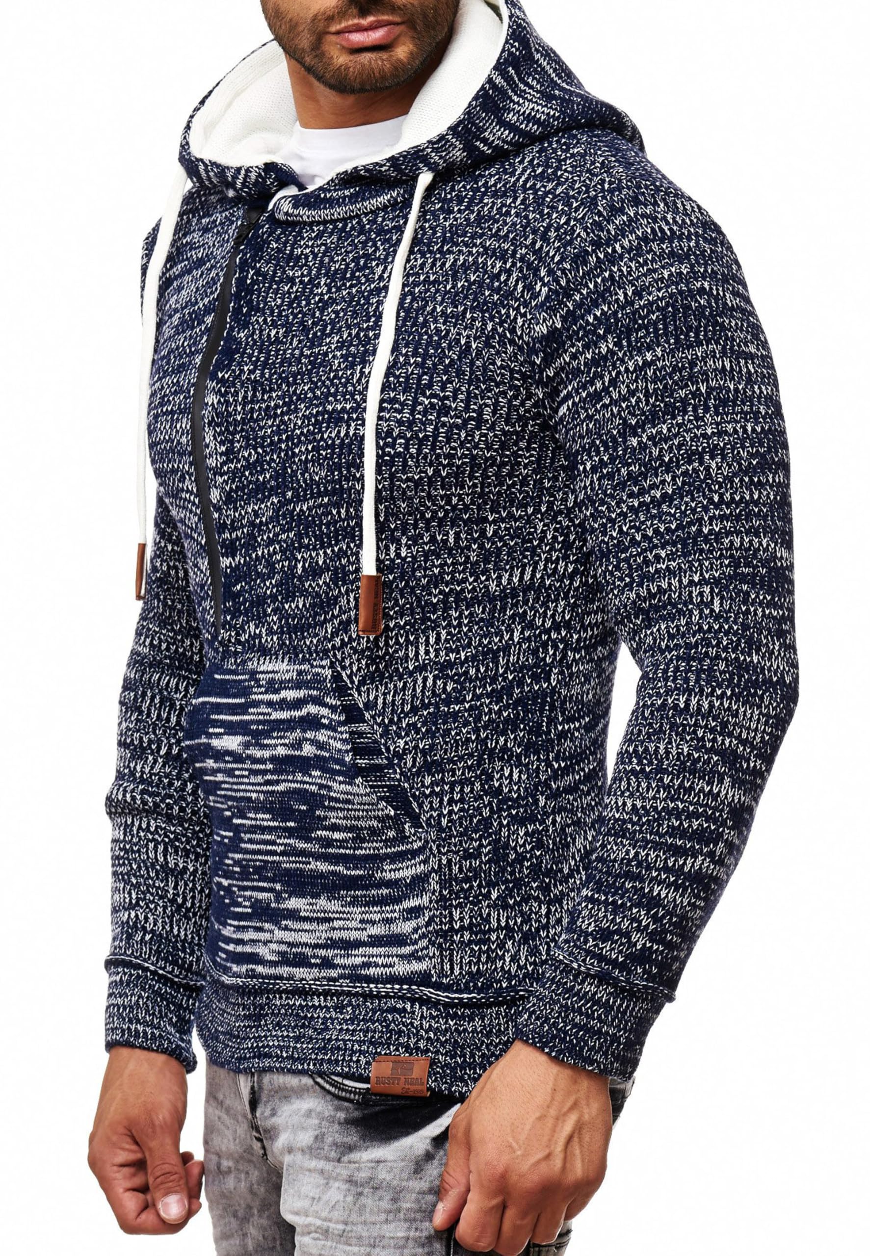 Subliminal Mode Pull Homme en Maille à Capuche Col Zippé - Style Basique - Pull Grosse Maille - Pull Over Tricoté Hiver Manches Longues - Idée Cadeau BX277