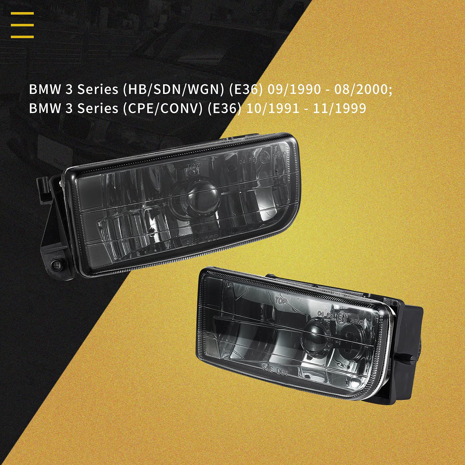 Feux anti-brouillard pour Lentille de fumée BMW 3 Series (HB/SDN/WGN) E36 09/1990-08/2000 3 Series (CPE/CONV) E36 10/1991-11/1999 Phares antibrouillard H1 12V 51W Un couple E9 63178357390 63178357389