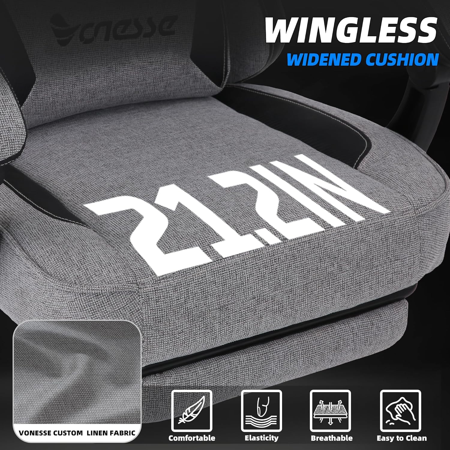 91aiBMX0aJL._AC_SL1500_ Vonesse Gaming Chair, Computer Chair Fabric with Pocket Spring Cushion, Office Chair with Footrest and Massage Lumbar Support, Reclining Gaming Chairs for Adults 250LBS (Grey)