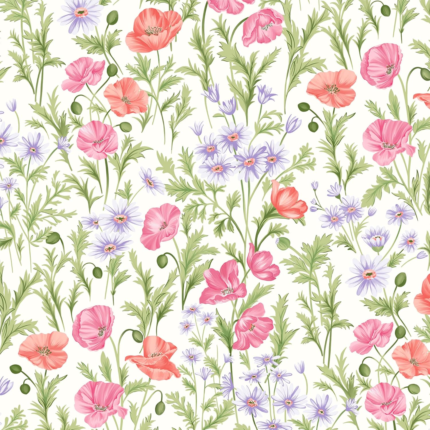 Peel and Stick Wallpaper for Home Decoration Kitchen Luxuriant Blossoms Wallpaper Removable Vinyl Self Adhesive Shelf Paper & Drawer Liner Roll House, Workshop & Office 17.3" x 118" SM-077-3