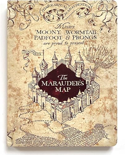 Paper House Productions Harry Potter - Diario de tapa suave de 8 pulgadas con marcador de página de cinta de satén, mapa de Marauder