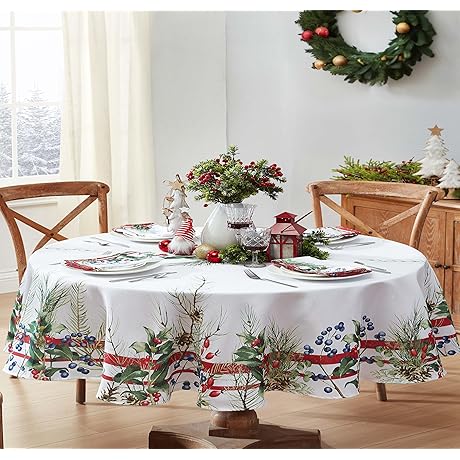 Home Bargains Plus Pine Berry Provence Christmas Fabric Tablecloth