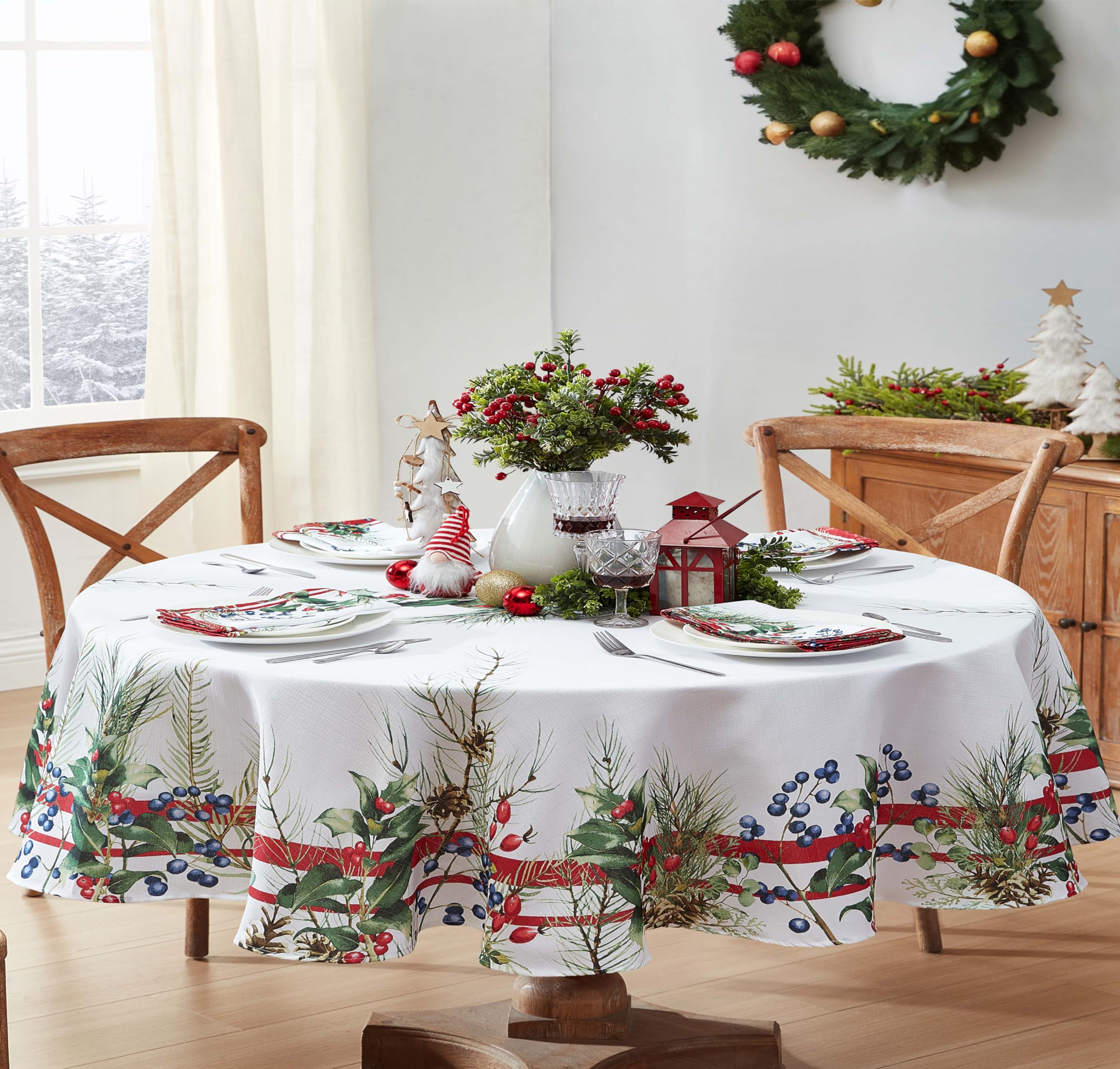 Home Bargains Plus Pine Berry Provence Christmas Fabric Tablecloth