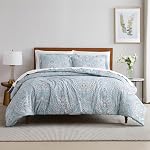Pure Melody Collection - Qualité premium, doux, ride, faux, & Couvercle de couette surdimensionné, Couchage facile, Résistant à la tache, King / Roi de Californie, Aqua