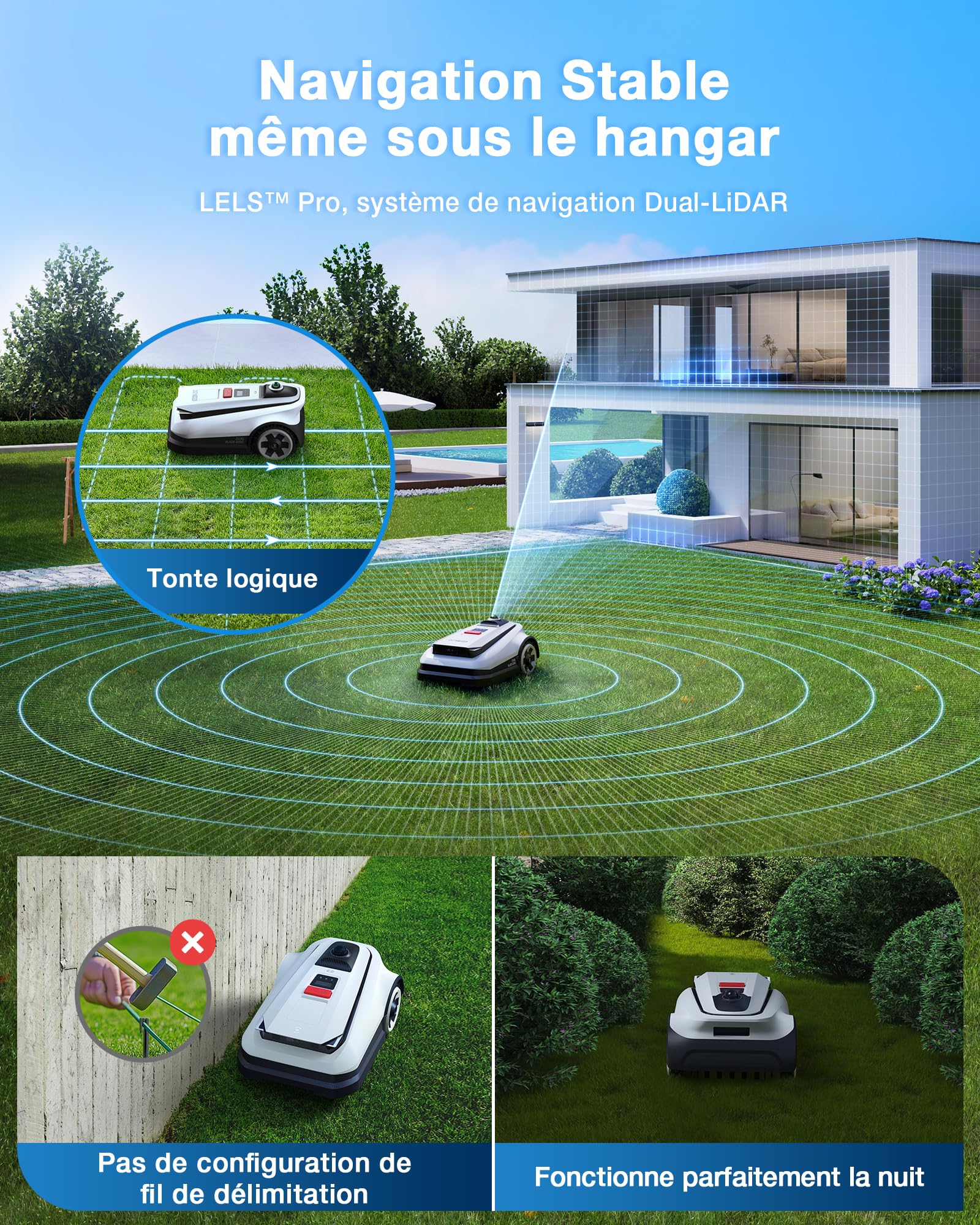 ECOVACS Goat A3000 LiDAR Robot Tondeuse sans Fil périphérique 3000m² — vue 3