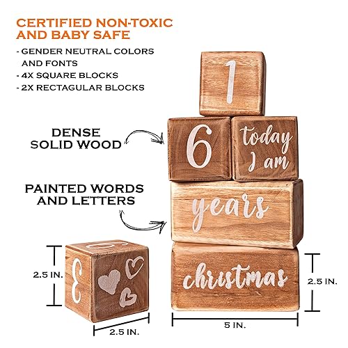 Vista 12 de Bloques de hitos mensuales rústicos para bebés, bloques de hitos para bebés, los mejores regalos de bebé para baby showers, accesorios de fotografía
