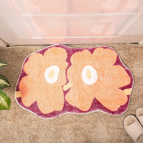 Miniatura 6 de Alfombra de baño con diseño de flores de microfibra antideslizante, alfombra de baño absorbente para baño, lavable a máquina