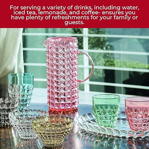 Miniatura 7 de Guzzini Tiffany Collection - Jarra de agua con tapa, 59 onzas líquidas, transparente, capacidad de 1.8 cuartos de galón