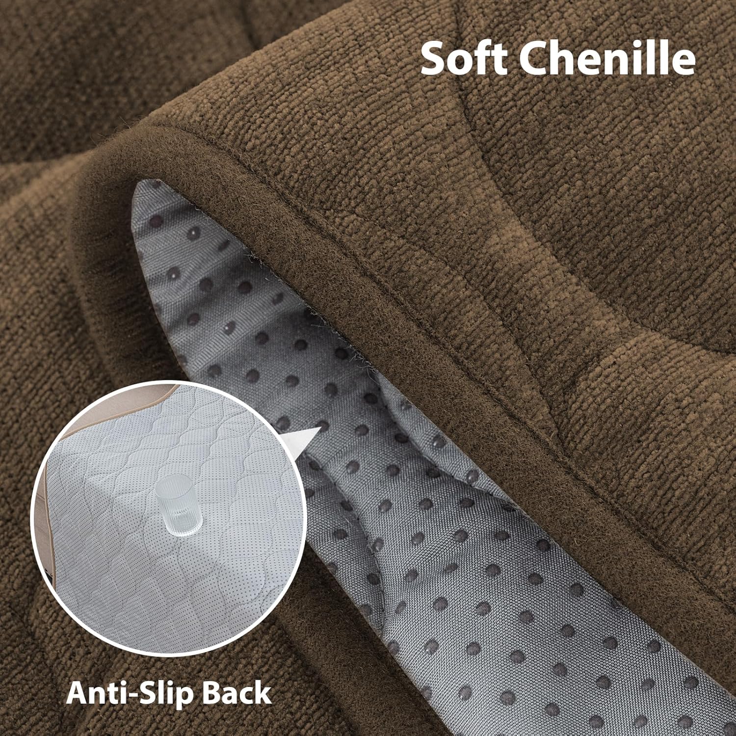 Gollense Couch Cover for Dogs Washable Non Slip Sofa Covers for 2 Cushion Couch Pet Friendly Quilted Chenille Loveseat Slipcover Furniture Seat Protector for Cats Kids (Brown, 35.8" x 62.9")