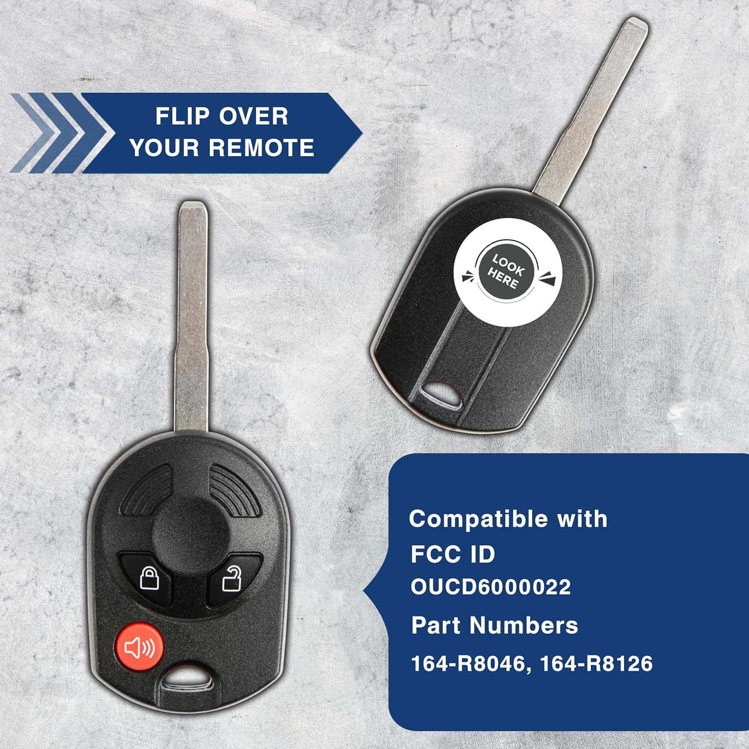 2X KeylessOption Key Fob Replacement for 2012 2013 2014 2015 2016 2017 2018 2019 Ford Focus Transit F350 Fiesta Remote, 3-Button OUCD6000022, Programming Guide Included