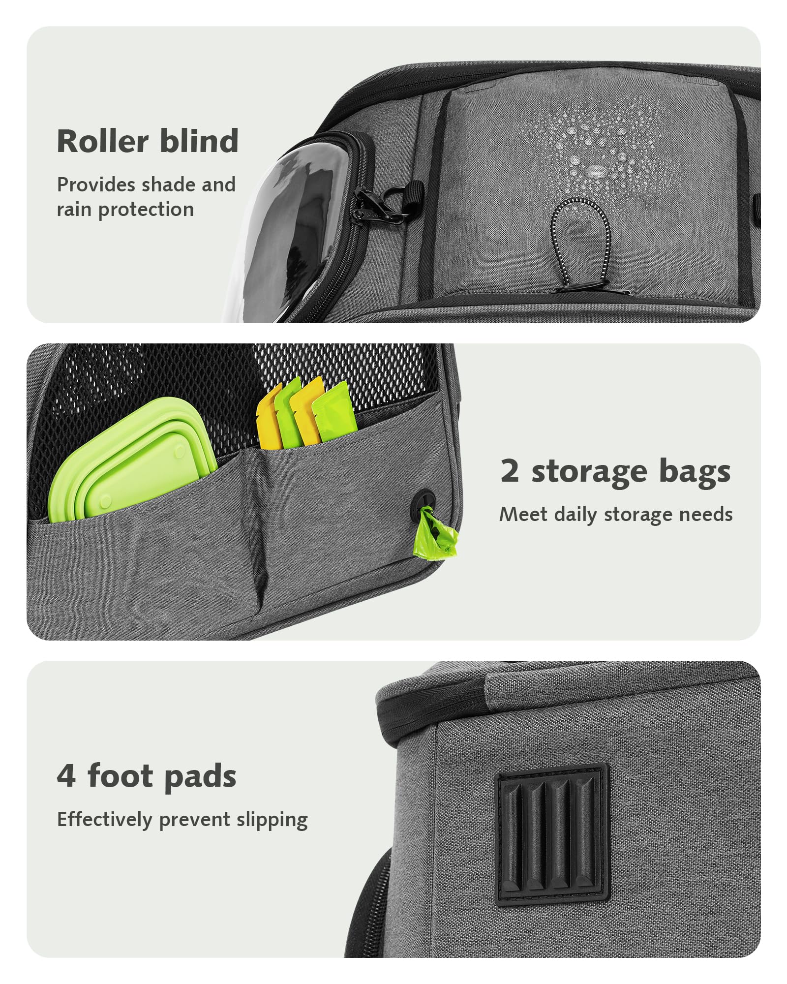 pecute Transportín Gato Grande, Coche Cero Ansiedad | Bolsa de Transporte Estructura de Acero Antideformación de 5mm, Persiana Enrollable de Privacidad, Ventana de Burbuja, Talla M, Gris