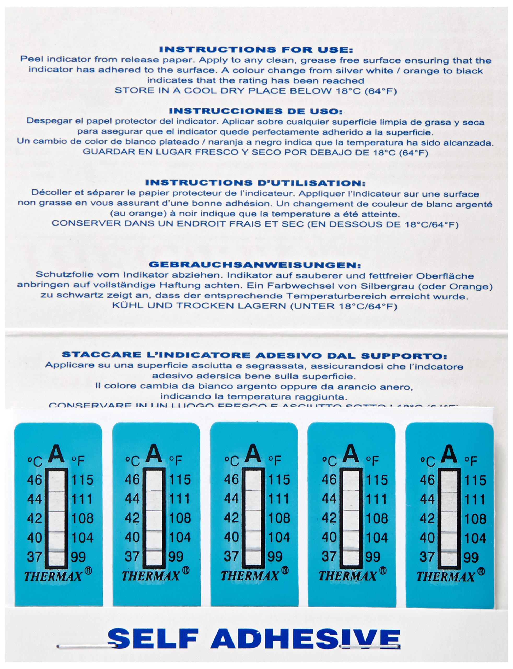 neoLab 3-1911, tiras de medición de temperatura, de 37°C a 46°C, paquete de 10