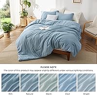 Vista 90 de Bedsure - Juego de edredón tamaño matrimonial de 3 piezas, teñido catiónico azul marino, ropa de cama para todo el año, 1 edredón de 82 x 86