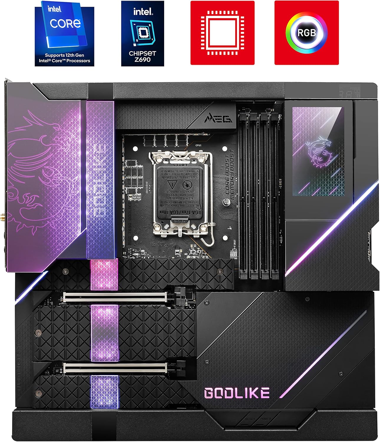 MSI MEG Z690 GODLIKE Gaming Motherboard (E-ATX, 12th Gen Intel Core, LGA 1700 Socket, DDR5, PCIe 5, 10G LAN, M.2 Slots, Wi-Fi 6E)