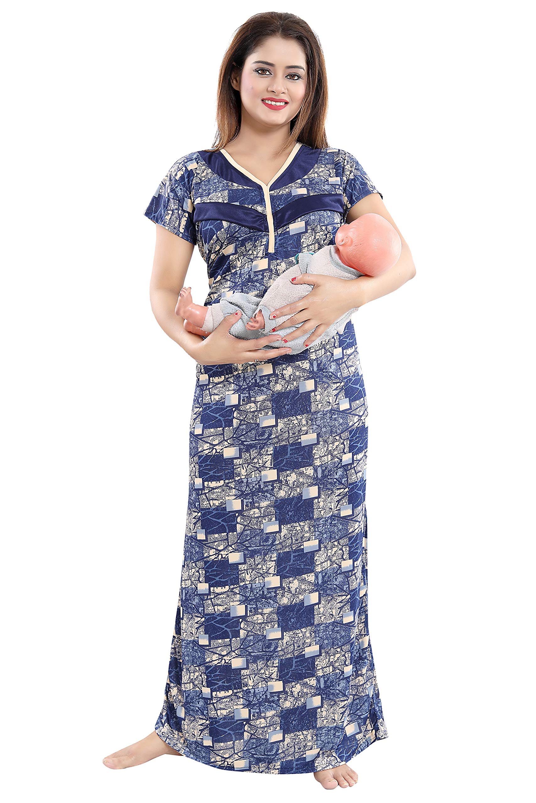 fabme Women's Sarina Satin Nursing Nighty-picture-24