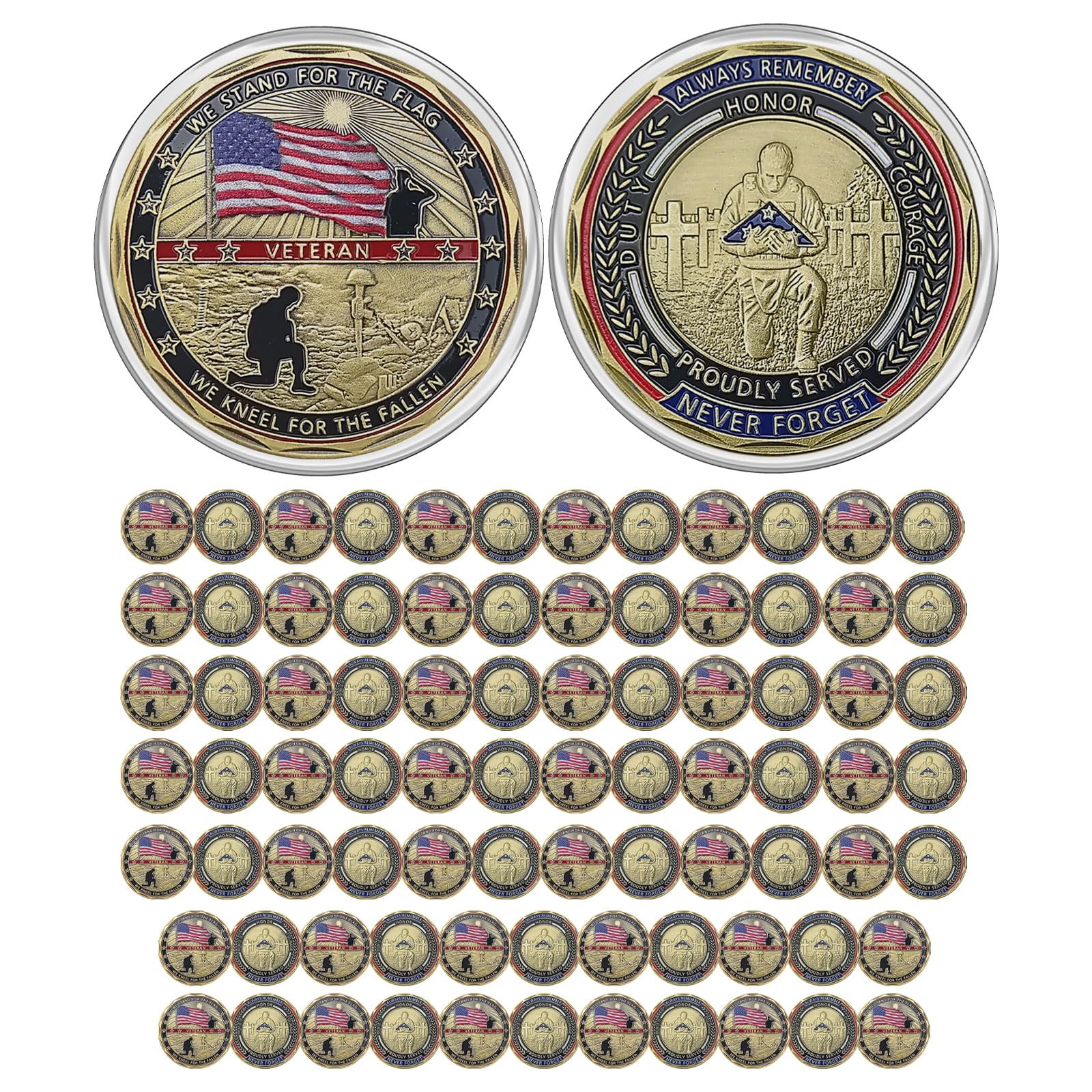 CHURYUML Military Challenge Coins - Veterans Appreciation Coins With American Flag Design