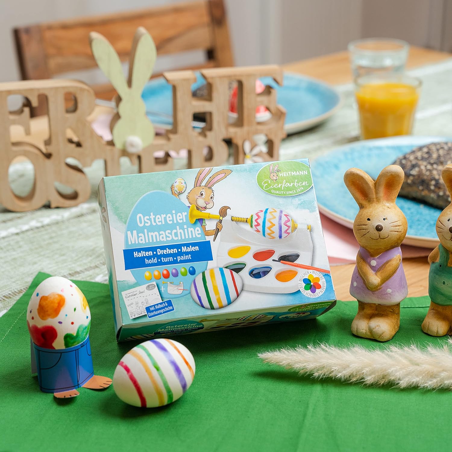 Easter Egg Painting Machine, 6 Egg Colours (Yellow, Orange, Red, Purple, Green, Blue) AZO-Free - Includes Colouring Book