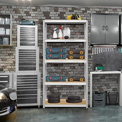 Miniatura 5 de Topeakmart 4 estantes de almacenamiento de 5 niveles ajustables de metal, estantes utilitarios, estantes de almacenamiento de garaje para almacén,