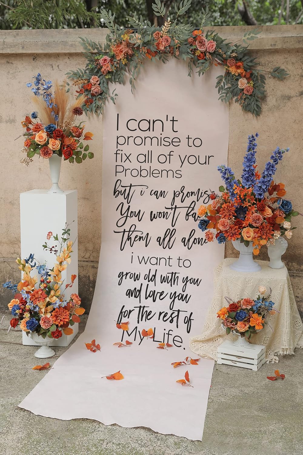 YYHUAWU Artificial Flowers Combo Box Set Gradient Color Flower Leaf with Stems for DIY Wedding Bouquets Centerpieces Baby Shower Party Home Decorations