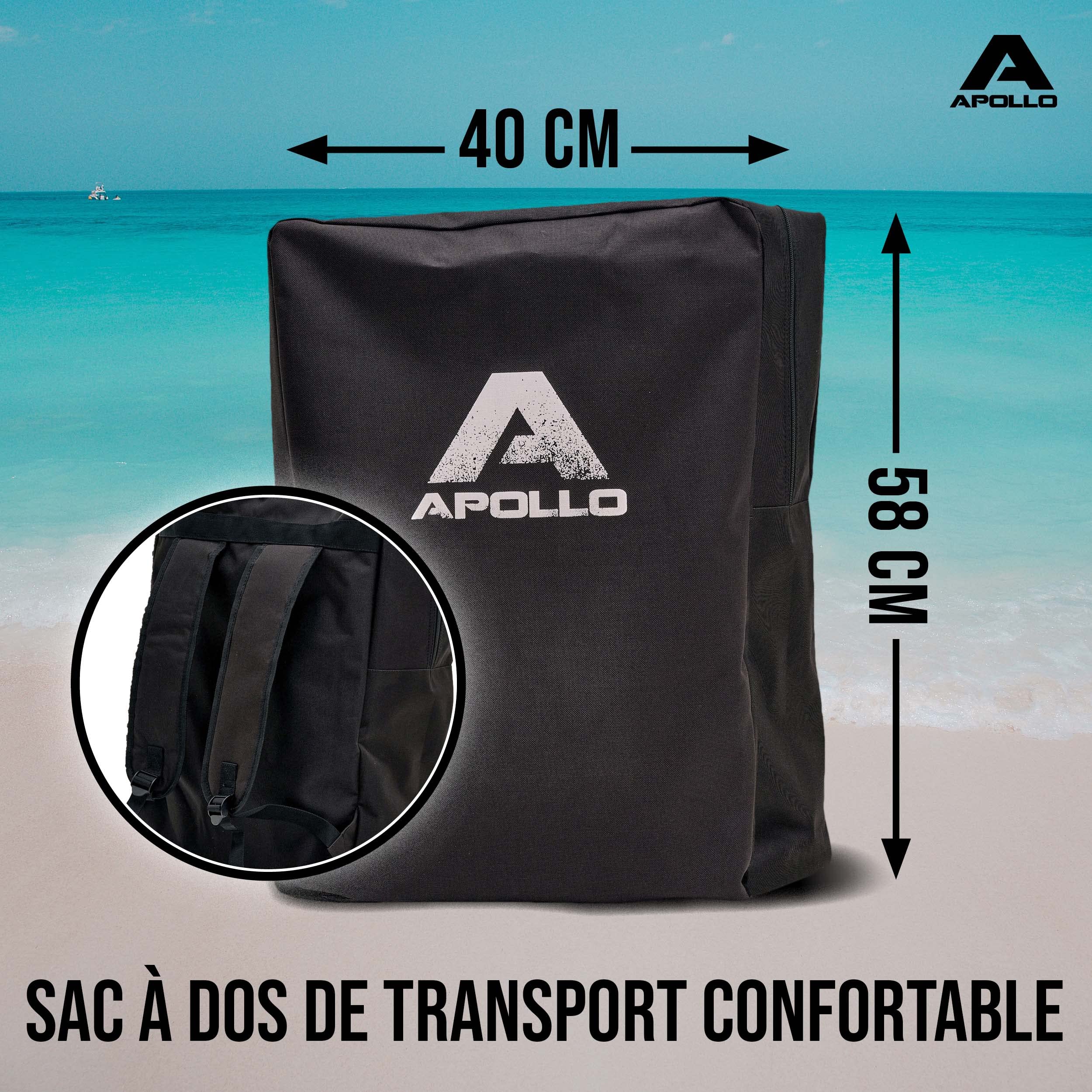 Apollo - Kayak Sea Lion - Kayak gonflable extra spacieux - 312 x 91 x 51 cm - Canoë stable et léger - Kayak gonflable confortable et maniable - Pour 2 personnes - Occupation maximale - Kit complet