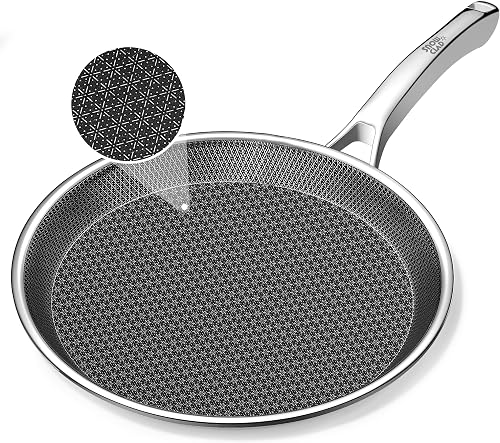 SNOWCLAD Crepe Pan,12 in Nonstick Crepe Pan, Stainless Steel Flat Skillet,Non Stick Dosa Tawa Comales Para Tortillas Pancake Pan,Dishwasher and Oven Safe Cookware,Induction Compatible, PFOA Free