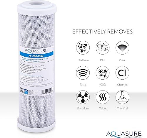 Miniatura 5 de Aquasure Pioneer Series - Filtro de repuesto de 5 micrones para ósmosis inversa y filtro de agua debajo del fregadero, 10 x 2.5 pulgadas