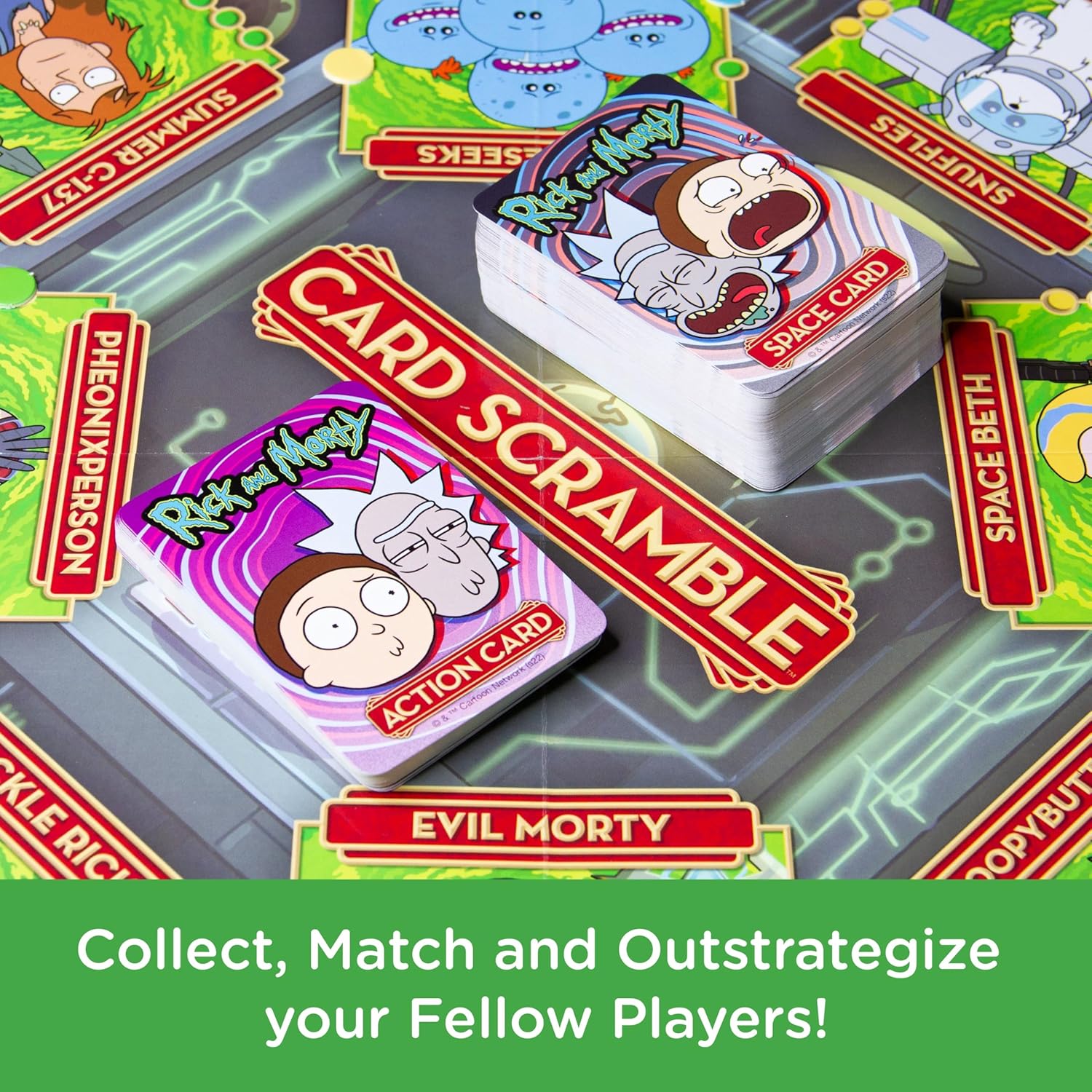 AQUARIUS Rick & Morty Card Scramble Board Game - Fun Family Party Game for Kids, Teens & Adults - Entertaining Game Night Gift - Officially Licensed Rick & Morty Merchandise