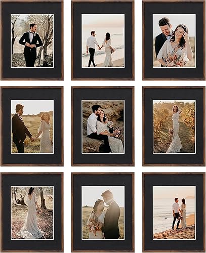 Camden Reed Juego de marcos de pared de galería de 9 piezas, marcos enmarcados, con fotografía o impresión artística, 8 x 10 pulgadas, acabado de