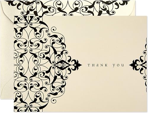 Miniatura 4 de Tarjeta de notas de agradecimiento Hallmark en cuatro diseños con 40tarjetas y sobres negro marfil Black And Ivory