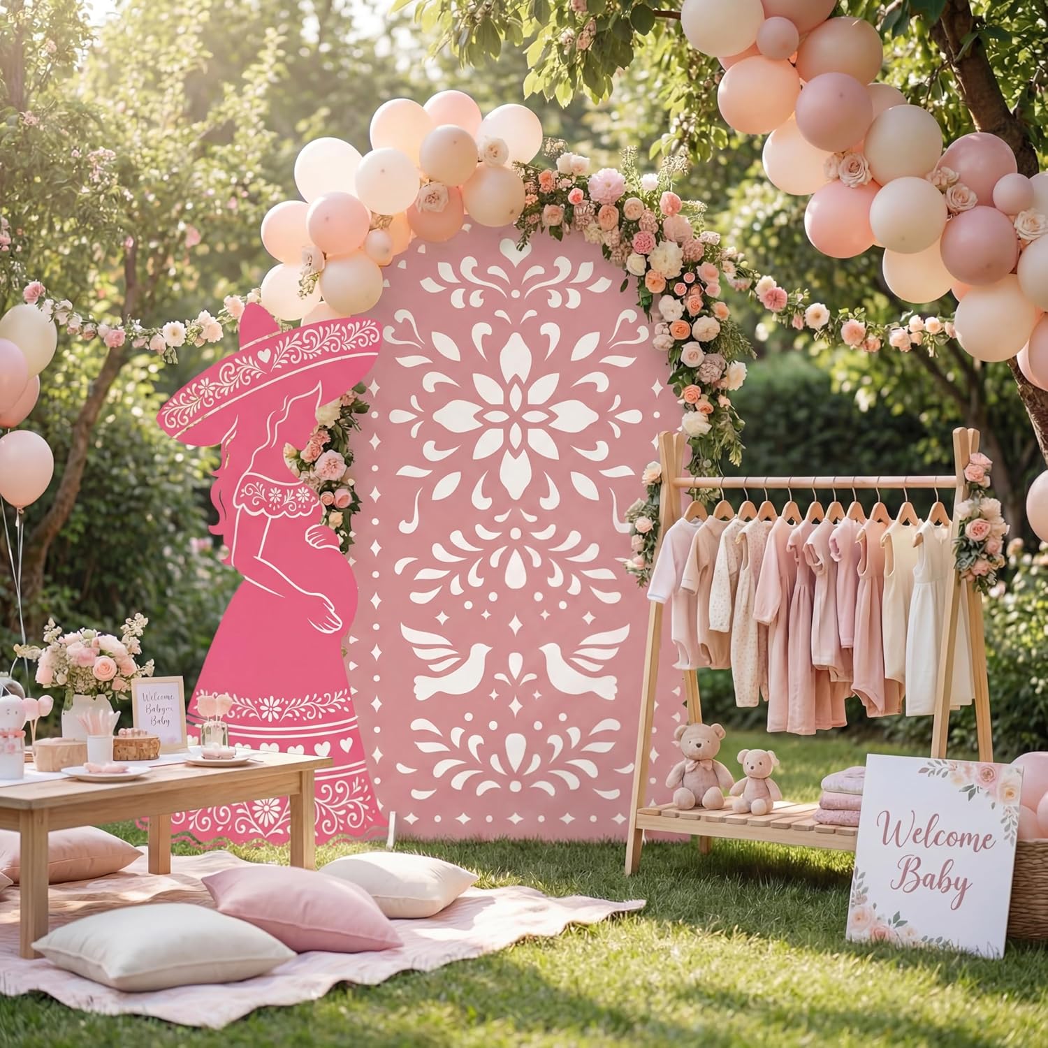 Colingmill 4 ft Pink Cielito Lindo Party Decoration Mexico Theme Baby Shower Cardboard Cutout Cielito Lindo Aparatos Fotográficos para Posado Party Back Drops for Baby Shower Wedding