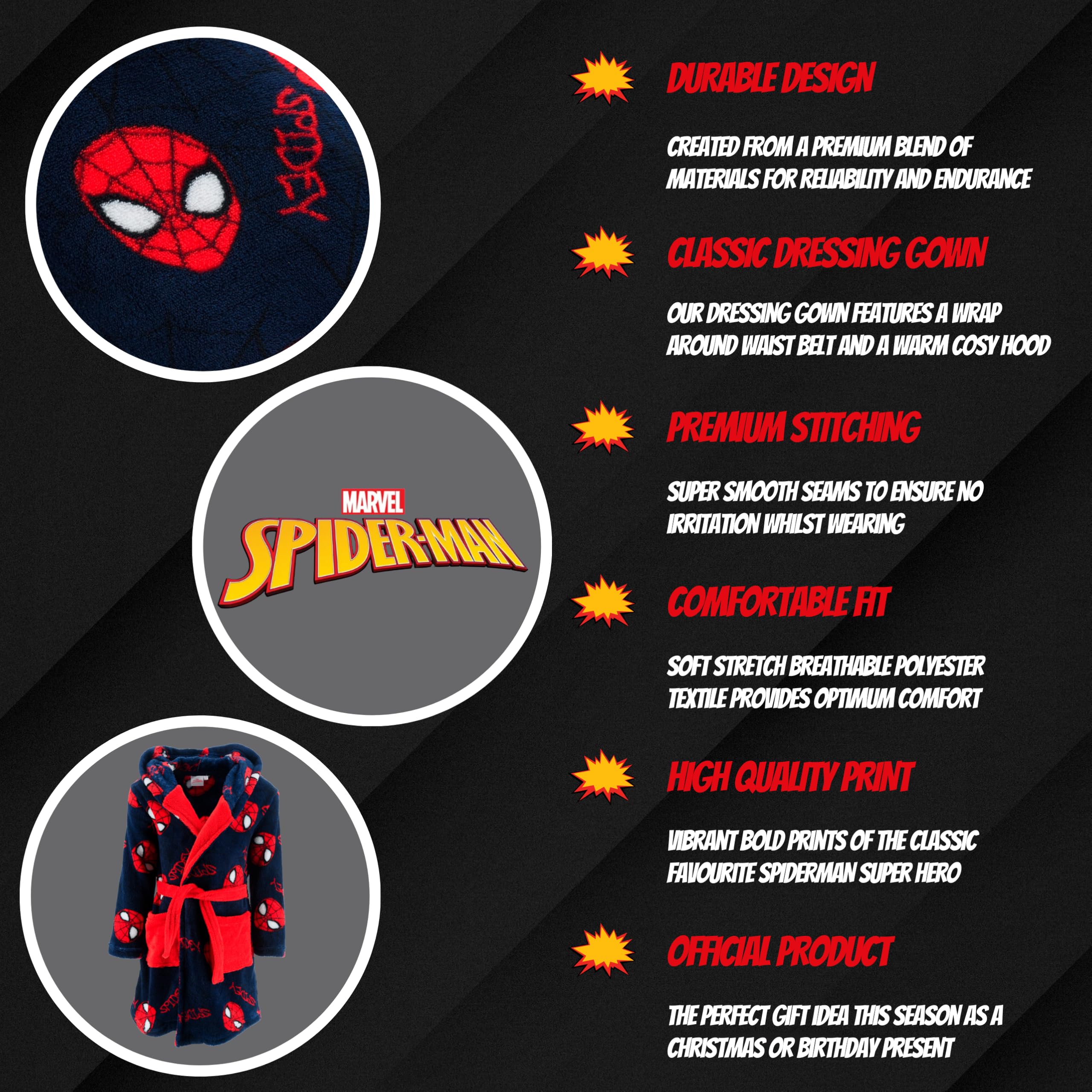 Spiderman Robe de Chambre pour Garçons, Doux, Taille 8 Ans, Rouge