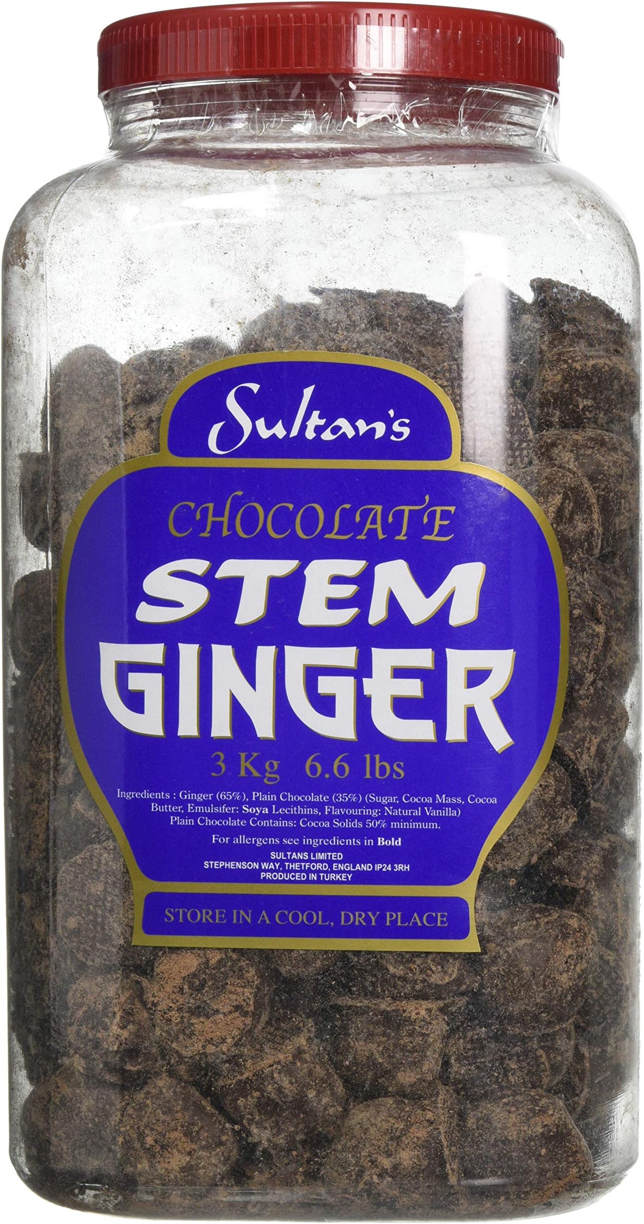 Sultans Plain Chocolate Covered Stem Ginger 3 Kilo jar